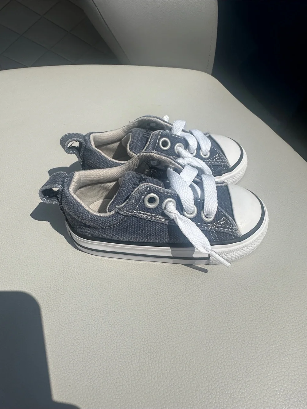 Converse Navy Canvas Kids Lace-Up Sneakers with White Accents